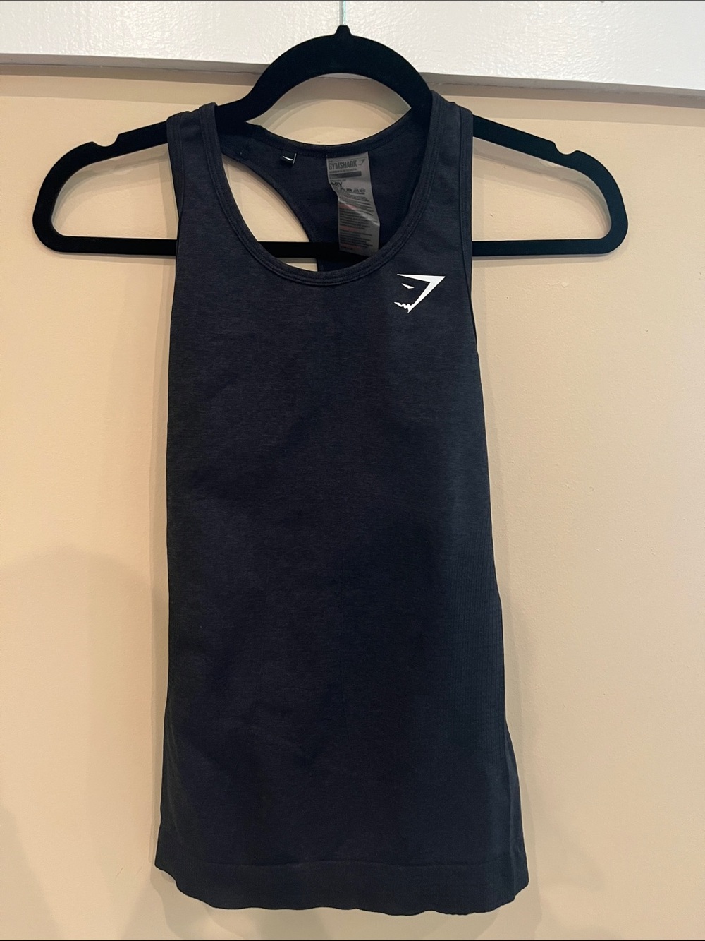 Gymshark Black Racerback Tank with White Logo